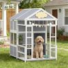 Outdoor dog house, wooden dog house, with porch