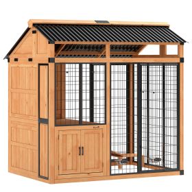 7 x 5 Foot Extra Large Wooden Dog House with Platform and Storage