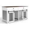 63'' Large Dog Crate Furniture for Double Dog, Wooden Dog Kennel with 2 Drawers,Divider and Sliding Door