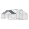 Large Chicken Coop Galvanized Metal 10x20 Hen House Outdoor Playpen Silver