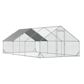Large Chicken Coop Galvanized Metal 10x20 Hen House Outdoor Playpen Silver