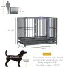 Heavy Duty Dog Cage 42 Metal Kennel with Wheels Double Door Removable Tray Gray