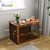 39 Inch Rustic Brown Dog Crate Furniture with Two Doors and Flip Top