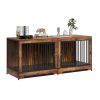 75 Inch Extra Large Double Dog Crate Furniture with Divider and Double Doors
