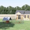 Large Chicken Coop Galvanized Metal 10x20 Hen House Outdoor Playpen Silver