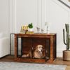 39 Inch Rustic Brown Dog Crate Furniture with Two Doors and Flip Top