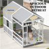 Outdoor dog house, wooden dog house, with porch