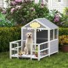 61 Inch Wooden Dog House with Porch Elevated Base and Ventilation
