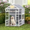 79 Inch Large Wooden Dog House with Porch Storage and Weatherproof Roof