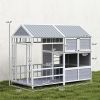 79 Inch Large Wooden Dog House with Porch Storage and Weatherproof Roof