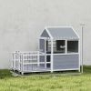 61 Inch Wooden Dog House with Porch Elevated Base and Ventilation