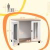 Dog Crate Furniture, Side Table Indoor Dog Kennel, End Table with Lockable Door for Small and Medium Dogs, Dog Cage, Walnut Brown