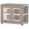 39 Inch Walnut Brown Dog Crate Furniture with Two Doors and Adjustable Feet