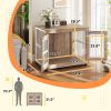 39 Inch Walnut Brown Dog Crate Furniture with Two Doors and Adjustable Feet