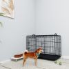 36 Inch Black Wire Dog Crate with Two Doors and Double Locks
