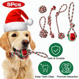 5 Pack Christmas Dog Rope Chew Toys for Teething Training and Play
