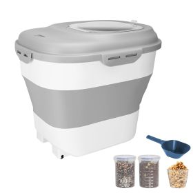 116.5 to 55 Pound Collapsible Pet Food Storage Container with Wheels Airtight Lid and Scoop