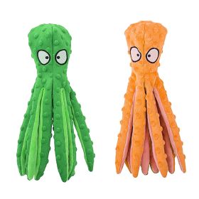 No Stuffing Crinkle Plush Octopus Squeaky Dog Toy for Teething and Training (Option: _Orange)