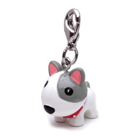 Poly 3D Dog Figurine (Color: D White Dog with Spike Collar Charm)