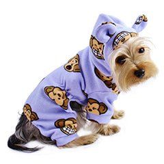 Adorable Silly Monkey Fleece Dog Pajamas/Bodysuit with Hood (Option: Lavender  S)