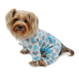 Blue & Gray Hearts Fleece Turtleneck Pajamas (Option: S)