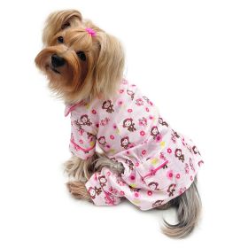 Girly Monkey Flannel Pajamas with 2 Pockets (Option: S)