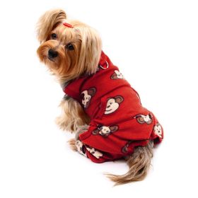 Silly Monkey Front Sleeveless Fleec Pajamas (Option: Burgundy  S)