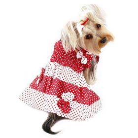Red & White Polka Dots Sundress with Contrasting Flowers (Option: S)