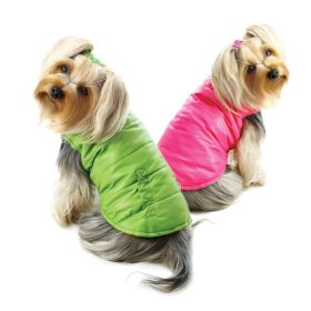 Reversible Parka Vest with Ruffle Trims (Option: Lime/Pink  XS)
