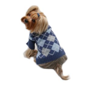 Argyle Turtleneck Sweater in Navy/Grey/Light Blue (Option: S)