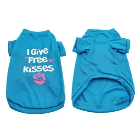 Pet Cotton Clothes for Cats and Dogs in Summer English Print Pet Dog Clothes Tank Top T-shirt in Summer (Color: Blue, size: M)