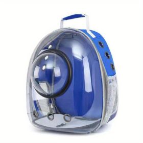 Space Capsule Pet Backpack Carrier for Dogs Waterproof Outdoor Travel (Color: Blue)