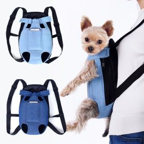 Denim Pet Backpack Carrier for Small Dogs Outdoor Travel (Color: Navy, size: XL)