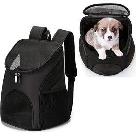 Breathable Dog Carrier Backpack with Mesh Ventilation Cushion Back Support (Color: Blue)