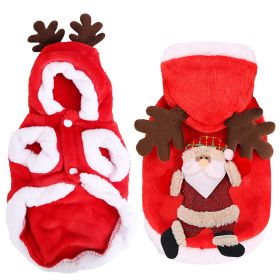 Pet Christmas Clothes Santa Claus Reindeer Antlers Costume Winter Outfit New Year Coat For Small Medium Dogs Cats Available in S/M/L/XL (Option: sRed_M)
