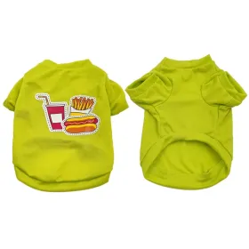 Pet Cotton Clothes for Cats and Dogs in Summer English Print Pet Dog Clothes Tank Top T-shirt in Summer (Color: Green potato chips, size: M)