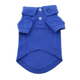 Solid Dog Polo Shirt (Color: Nautical Blue, size: small)