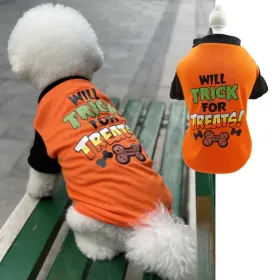 Pet Cotton Clothes for Cats and Dogs in Summer English Print Pet Dog Clothes Tank Top T-shirt in Summer (Color: Orange bone, size: M)