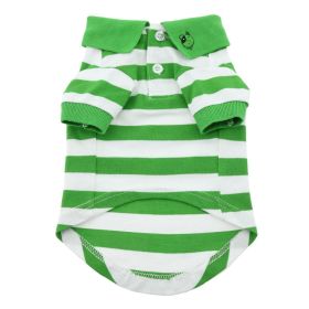 Striped Dog Polo Shirt (Color: Greenery and White, size: medium)