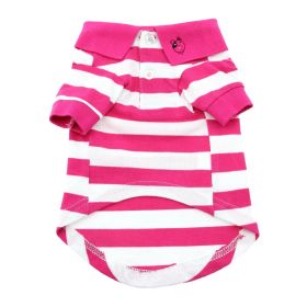 Striped Dog Polo Shirt (Color: Pink Yarrow and White, size: medium)