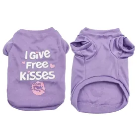 Pet Cotton Clothes for Cats and Dogs in Summer English Print Pet Dog Clothes Tank Top T-shirt in Summer (Color: Purple, size: M)
