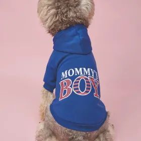 Pet Hoodie For Small & Medium Dogs; "Mommy's Boy" Pattern Dog Hoodie; Winter Pet Apparel (Color: Royal Blue, size: L)