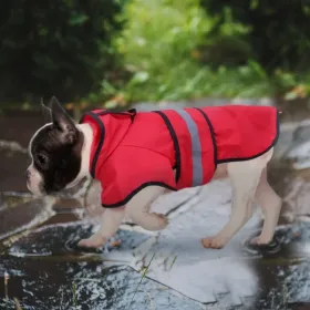 Reflective Dog Raincoat Hooded Slicker Poncho for Small to X-Large Dogs and Puppies; Waterproof Dog Clothing (Color: Red, size: small)