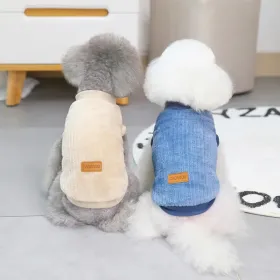 Pet Sweater; Warm Winter Plush Dog Sweater Knitwear Cat Vest; For Small & Medium Dogs (Color: Khaki, size: L)