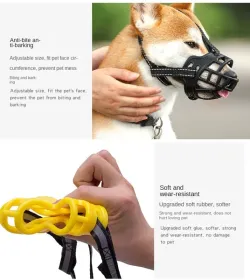 Dog Muzzle Dogs; Prevents Chewing and Biting; Basket Allows Panting and Drinking-Comfortable; Humane; Adjustable; With light reflection (Color: Reflective tape yellow, size: No.1)